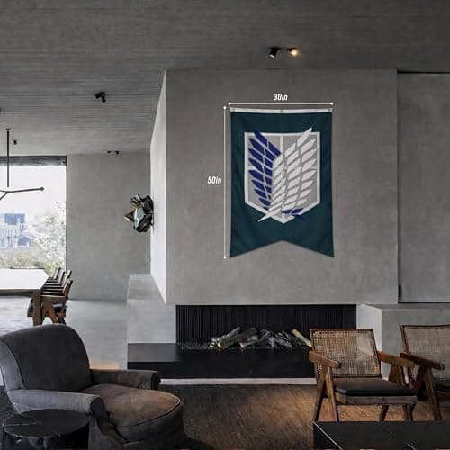RARELEMON Attack On Titan Scout Regiment Logo Tapestry Wall Hanging Art 30" x 50" thumbnail 6