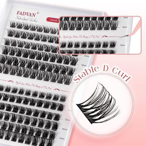 Individual Eyelashes Lash Clusters Kit D Curl Eyelashes Individual Kit Natural Lash Extension Kit with Russian Cluster Lashes Glue Bond and Seal and Lash Tweezers Mix 10-16mm（C3+C9） thumbnail 5