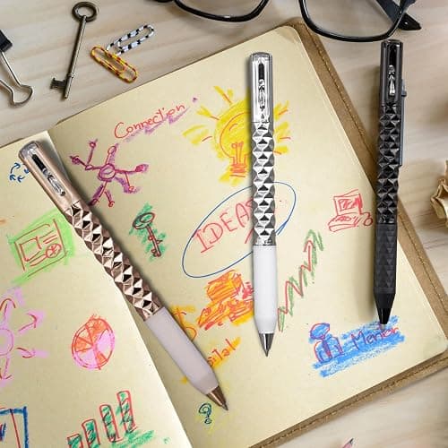 4pcs Geometric Deformation Pen Funny Geometric Metal Crinkle Pen Geometric Deformation Ballpoint Pen Geometric Diamond Deformation Gel Pen for Writing and Drawing, Gifts for Christmas (Black) thumbnail 2