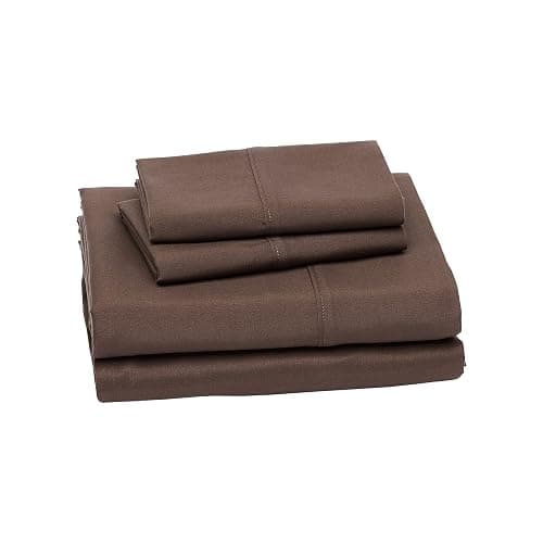 Amazon Basics Lightweight Super Soft, Breathable, Wrinkle-Free Microfiber 4 Piece Bed Sheet Set with 14-Inch Deep Pockets, Queen, Chocolate, Solid thumbnail 2