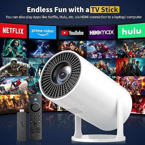 Mini Projector Portable Proyector 4K Support, Full HD 1080P Small Projector with 270° Rotatable Stand, Movie Projector Compatible with TV Stick/Smartphone/HDMI/USB for Bedroom/ Outdoor Camping thumbnail 3