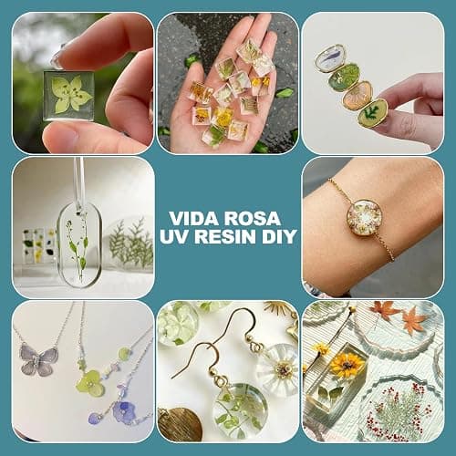 VIDA ROSA 200G UV-Harz Upgrade-Set mit hoher Glanz, hoher Härte und schnelldurchtrocknendem Epoxidharz, geeignet für Beschichtung, Gießen, Armbänder, Schmuckherstellung und DIY-Kunsthandwerk. thumbnail 6