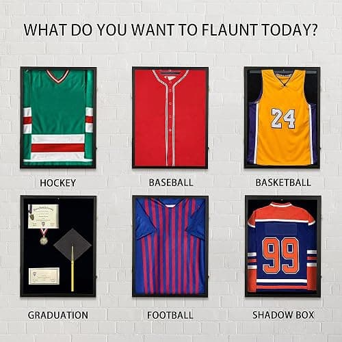 Jersey Display Frame Case, Large Lockable Shadow Box Sports Jersey Frame with 98% UV Protection Acrylic and Hanger for Baseball Basketball Football Shirt thumbnail 6