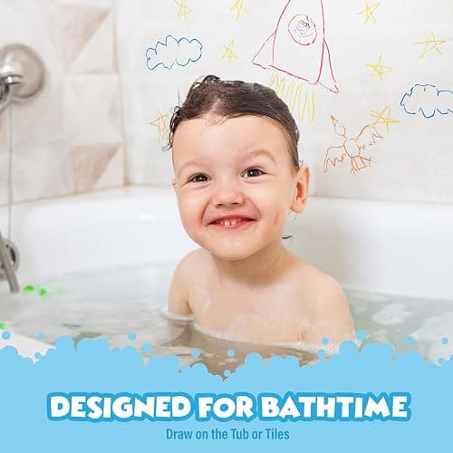 Tub Works® Smooth™ Bath Crayons Bath Toy, 12 Pack | Nontoxic, Washable Bath Crayons for Toddlers & Kids | Unique Formula Draws Smoothly & Vividly on Wet & Dry Tub Walls | Hexagon Grip Bathtub Crayons thumbnail 2