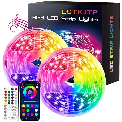 LCTKJTP LED Strip Lights,RGB Music Sync Color Changing Led Lights with Smart App Control Remote & Remote Control for Room,Part,Essential,Sense of Atmosphere Decoration(100FT-2 Rolls of 50ft) - Image 1
