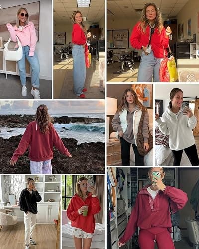 Gacaky Sweatshirt for Women Oversized Casual Long Sleeve Button Henley Neck Pullover Tops Fashion Outfits Clothes thumbnail 2