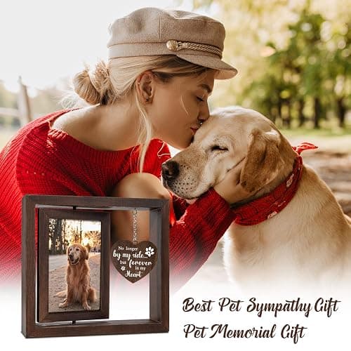 Jigfoxy Dog Memorial Gifts for Loss of Dog, Pet Cat Memorial Gifts for Dogs | Rotating Wooden Picture Frame for 4x6 Photo, Loss of Dog Cat Sympathy Passing Away Bereavement Remembrance Gift thumbnail 7
