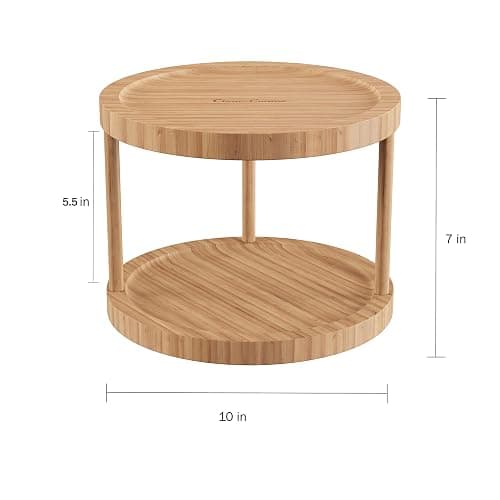 Classic Cuisine Lazy Susan – All-Natural Bamboo Round Two Tier Turntable Kitchen, Pantry and Vanity Organizer and Display with 10 Inch Diameter thumbnail 3