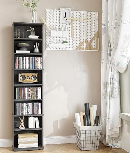 VPSMAT DVD Rack Tower, 8-Tier CD Cabinet with Adjustable Shelves DVD Storage Shelf for Living Room Bedroom Office thumbnail 4