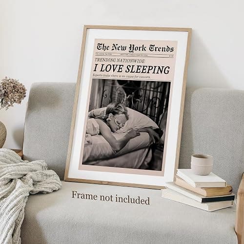 Retro Black and White Feminist Wall Art Newspaper Aesthetic Canvas Posters Vintage Funky Girl Sleeping Prints for Girly Dorm Bedroom Wall Decor 12x16in Unframed thumbnail 3