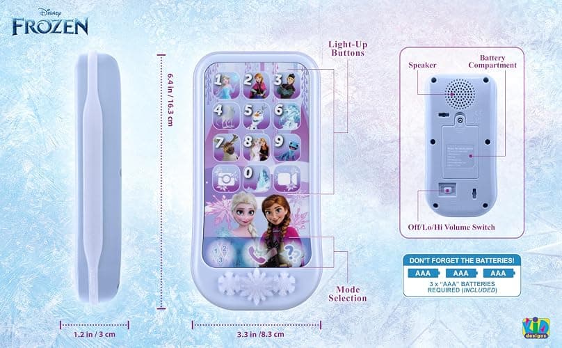 eKids Disney Frozen Toy Phone for Kids, Toddler Toys with Preschool Learning Activities Designed for Fans of Frozen Toys thumbnail 3