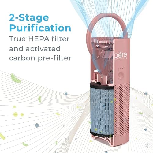 Pure Enrichment PureZone Mini Portable Air Purifier - Cordless True HEPA Filter Cleans Air & Eliminates 99.97% of Dust, Odors, & Allergens Close to You - Cars, School, & Office (Blush) thumbnail 5