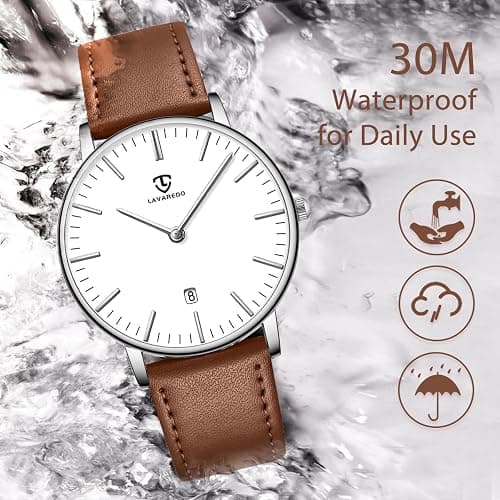 BEN NEVIS Watch, Mens Watch, Minimalist Fashion Simple Wrist Watch Analog Date with Leather Strap thumbnail 5