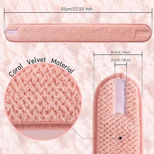 Whaline 4 Pack Spa Facial Headband, Pea Green, Pink, Beige, Light Gray | Makeup Hair Wrap, Adjustable Hair Band, Soft Towel Head Band, for Face Washing, Shower Sports Yoga thumbnail 2