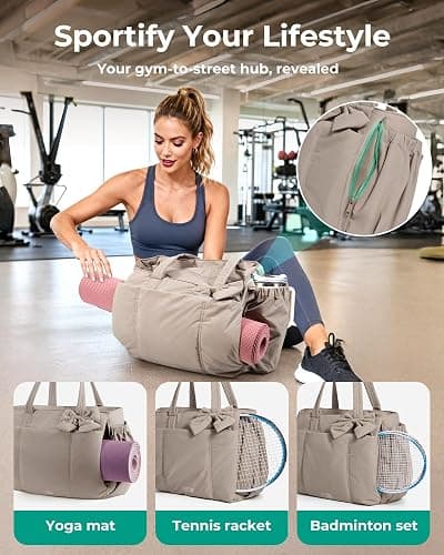 BAGAMSRT Crush Bow Tote Bag for Women, Large Work Tote with 40oz Tumbler, Puffer Travel Tote Bag for Work, Yoga, Gym | For Mom, Diaper, Large Capacity, Everyday Bag thumbnail 5