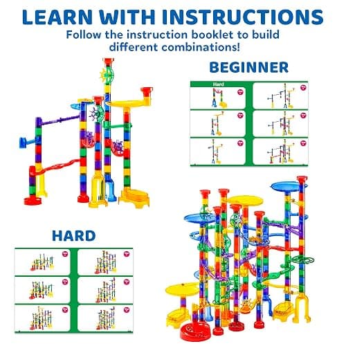 JOYIN 207Pcs Glowing Marble Run, Construction Building Blocks Toys with 5 Glow in The Dark, STEM Toy for Boys and Girls, Educational Toy, Gift for Christmas thumbnail 5