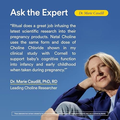 Ritual Natal Choline Supplement - 550mg - to Support Baby’s Cognitive Function When Taken During Pregnancy and Postpartum Choline Content in Breastmilk* - Vegan - Citrus - 60 Capsules - 30 Servings | Support Baby’s Cognitive Function When Taken During Pregnancy and Postpartum Choline Content in Breastmilk* - Vegan - Citrus thumbnail 6