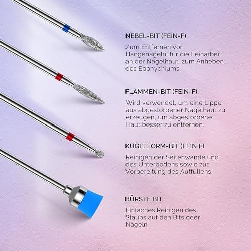 MelodySusie Nagelfräser Bits Set, 7Stk Wolframkarbid Diamant Bits für Acrylnägel Poly Gel Nagelhaut entfernen, 3/32'' Professionelle Nagelbits für Nagelfräser Efeil (mehrfarbig) thumbnail 6