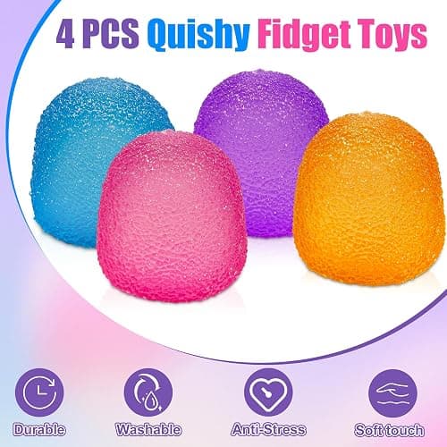 4PCS Gumdrop Squishy,Stress Balls Fidget Toys for Kids and Adults, Super Solid Sugar Balls for Classroom Prize Favors Sensory Toys for Kids with Autism thumbnail 3