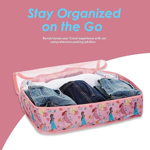 Disney Minnie Mickey Stitch Packing Cubes - Winnie the Pooh, Princess Cinderella, Cars, Toy Story 5 Piece Packing Cubes Compression - Travel Essential - Luggage Suitcase Organizer Set thumbnail 4
