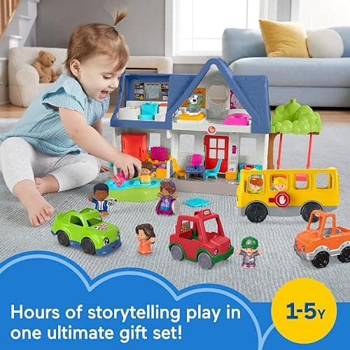 Fisher-Price Little People Toddler Gift Set, Ready for Summer, Interactive Play House with Musical School Bus thumbnail 4