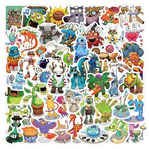 60PCS My Singing Monster Stickers My Singing Monsters Toys Vinyl Waterproof Stickers for Laptop,Bumper,Skateboard,Water Bottles,Computer,Phone, for Kids,Teens,Adult - Image 1