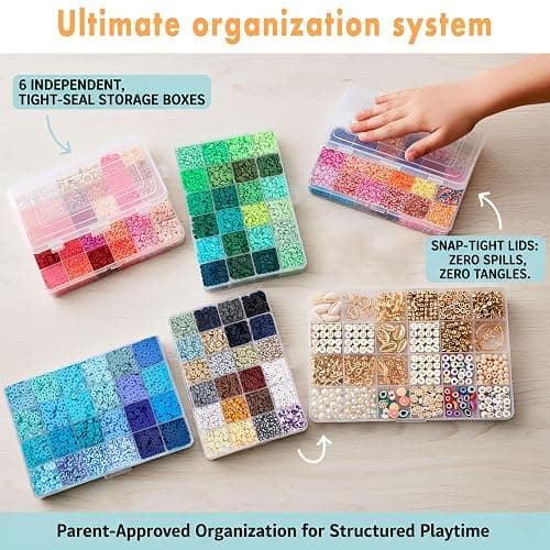 23000+ Clay Beads Bracelet Making Kit for Girls-120 Colors 6 boxes, Polymer Heishi Beads for Jewelry Making Kit, Charms for Bracelets,Bead Board Arts and Crafts Gifts for kids Fun Crafts for adults thumbnail 3
