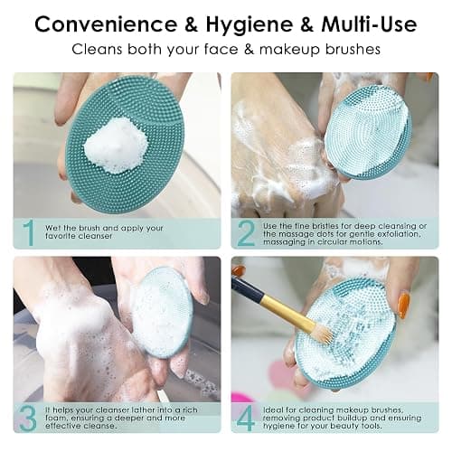 4 Pack INNERNEED Silicone Face Scrubber for Deep Cleansing and Exfoliation – Soft Facial Cleansing Brush, Gentle for All Skin Types, Blackhead Remover, Portable thumbnail 7