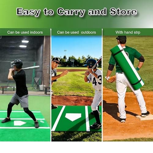 Baseball Hitting Mat, Softball Pitching Mat/Batting Cage Mats with Non-Slip Rubber Backing, Batting Cage Mat with Home Plate, Batters Box Turf Mat Baseball for Indoor and Outdoor thumbnail 6