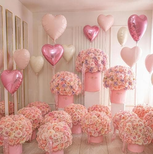 Pink White Heart Balloons,12Pcs Baby Pink Cream Heart Shaped Foil Balloons,18Inch Sand White Helium Balloon for Baby Shower Birthday Anniversary Wedding Party Decorations thumbnail 2