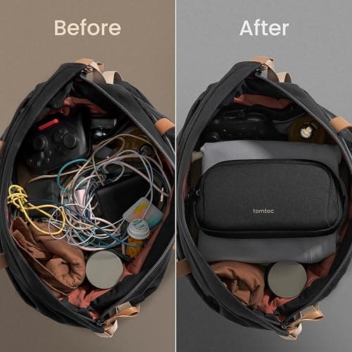 tomtoc Electronic Organizer Travel Case, Water Resistant Dual Compartment Tech Pouch Cable Organization Storage Bag for Charger, Cord, Phone, Hard Drive, Power Bank, Accessories Travel Essentials thumbnail 5
