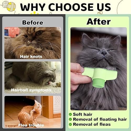 Cat Comb with Release Button, Cat Brush for Short or Long Haired Cats, Cat Grooming Comb for Removing Tangles and Knots thumbnail 2