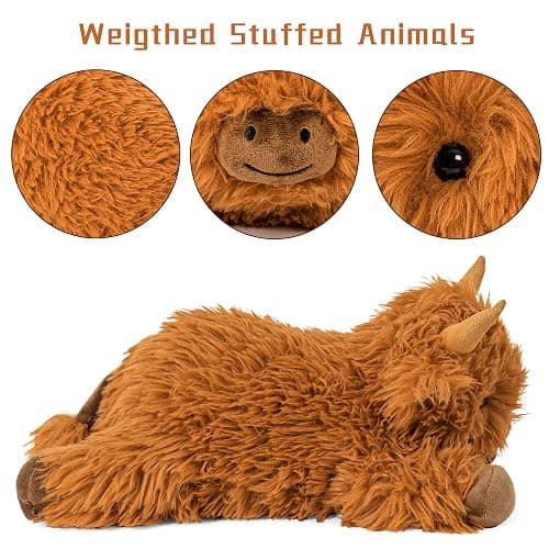 5lbs Highland Cow Weighted Stuffed Animals, 24in Giant Highland Cow Gift Plush Toy,Adorable Stuffed Animal for Kids and Adults Highland Cattle Plushie Pillow Decor thumbnail 4