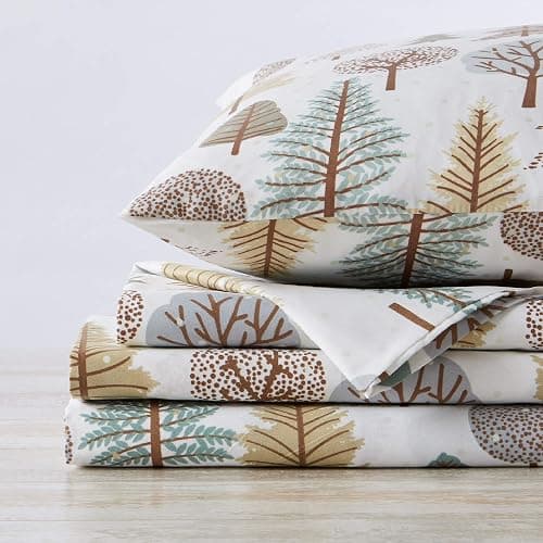 Great Bay Home Twin Size Microfiber Sheet Set - Lodge Decor 3-Piece Bed Sheets - Ultra-Soft and Smooth Brushed Microfiber Woodland Decor Bedding (Forest Trail) - Twin - 12 - Forest Trail thumbnail 5
