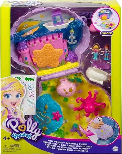 Polly Pocket Travel Toy with Micro Dolls & Accessories, Mermaid 2-in-1 Seashell Purse Playset (Amazon Exclusive) - Seashell thumbnail 7