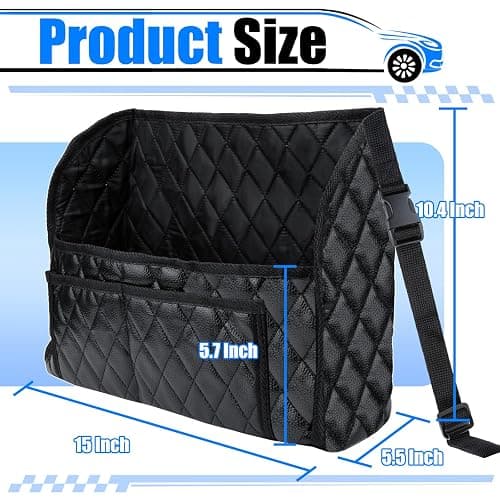 BFXM Car Purse Holder Between Seats, Leather Auto Front Seat Handbag Organizer Pocket, Large Capacity Car Net Pocket Handbag Holder, Backseat Barrier Storage Bag Fits for Car, Truck, SUV thumbnail 2