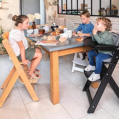 Bebeconfort Timba + Coussin, Chaise Haute Bébé Evolutive, 6 Mois - 99 Ans, Jusqu'à 110 kg, Plateau Amovible, Assise/Repose-pieds Réglables, Compatible avec Timba Baby, Bois Naturel + Beige thumbnail 2