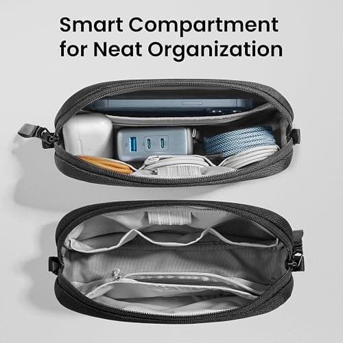 tomtoc Electronics Organizer Travel Case, Water Resistant Travel Bag Cable Organizer for Essentials, Tech Pouch Accessories Carry Storage for Cord, Phone, Cables, Airpods, USB Flash Drive, Daily Items thumbnail 2