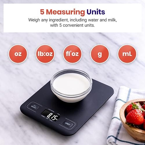 Etekcity Food Kitchen Scale, Digital Mechanical Weighing Scale,Grams and Ounces for Weight Loss, Baking, Cooking, Keto and Meal Prep,Packages, Liquids, Jewelry, LCD Display, Medium, Black thumbnail 3