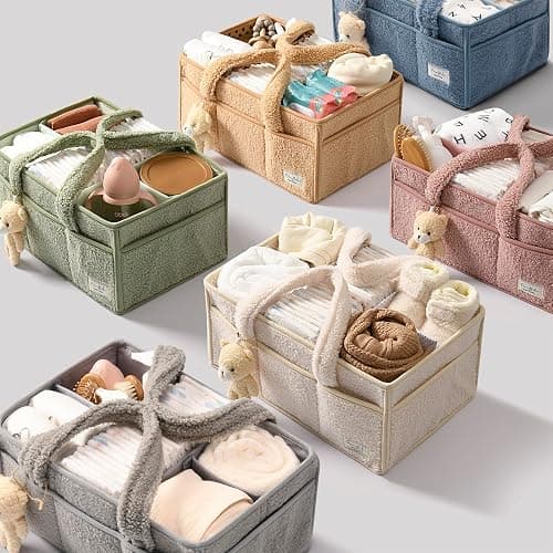 PeraBella Baby Diaper Caddy Organizer with Handle, Boy & Girl Shower Gift Basket, Portable Diaper Storage Basket Bin for Wipes, Newborn Baby Essentials Registry Search Must Haves, Car Caddy Organizer thumbnail 9