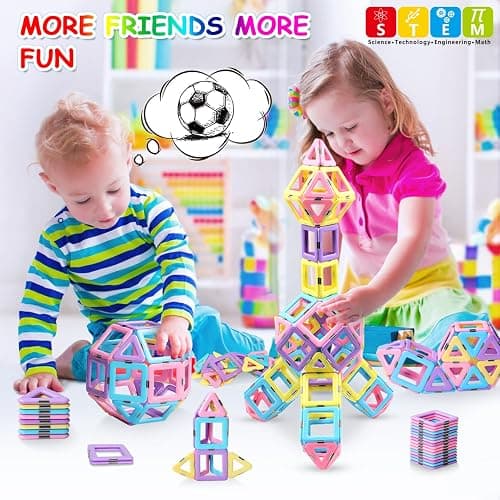 Magnetic Tiles Toddler Toys for 3 4 5 6 7 8 Year Old Girls, Macaron Building Blocks Basic Set for Kids Age 3-5, Magnet STEM Sensory Montessori Toys for Kids Age 3-6, Birthday Gifts Ideas for Girls 2-4 thumbnail 5