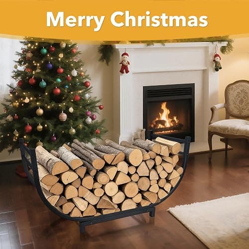 facka Curved Firewood Rack, 30 Inch Indoor Outdoor Log Firewood Holder, Metal Fireplace Wood Storage, Waterproof & Rustproof thumbnail 6