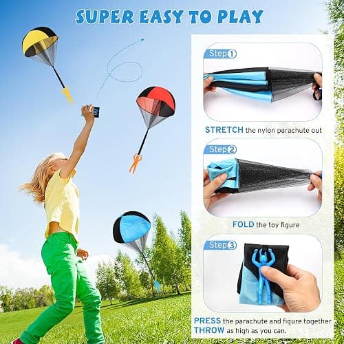Parachute Toy for Kids, Outdoor Toys Flying Parachute Men, Inside & Outside Toys for or 3 4 5 6 7 8 9 10 11 12 Year Old, Christmas Stocking Stuffers for Kids Grandkids Ideal 2025 Unique Party Favors thumbnail 7
