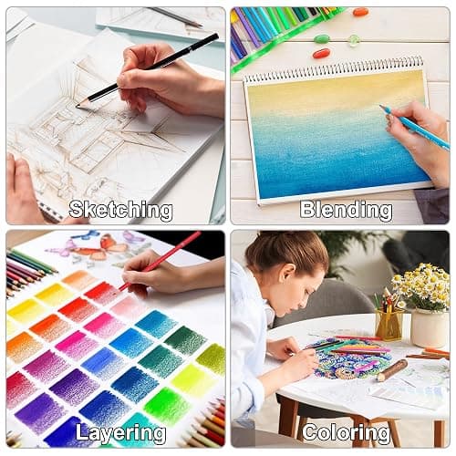KALOUR 72 Count Pencil Crayons for Adult Coloring Books, Soft Core,Ideal for Drawing Blending Shading,Colored Pencils Set Gift for Adults Beginners Artists thumbnail 4