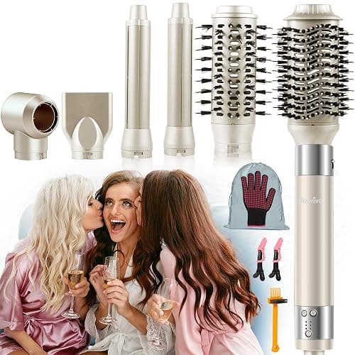 6-in-1 Ionic Hair Dryer Brush, Hot Air Styler 110,000 RPM High-Speed Frizz-Free Auto Wrap Curlers, Blow Dryer Multi Air Styler Wrap for Fast Drying Straightening Volumizing Curling Styling - Image 1
