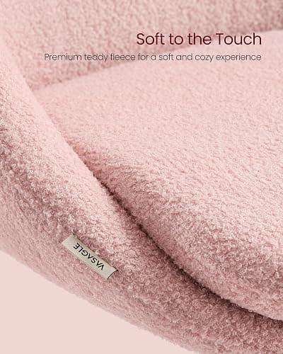 VASAGLE Vanity Chair with Lumbar Support, Adjustable Swivel Armless Desk Chair, Teddy Fleece, Compact for Small Spaces, Bedroom, Jelly Pink UOBG020R93 thumbnail 5
