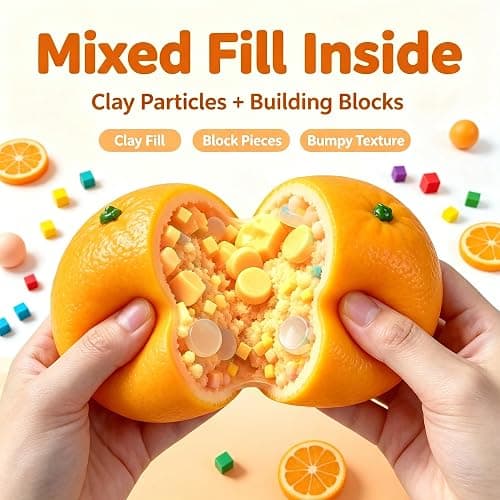 Crunchy Orange Squishy Asmr Bead Filled, Slow Rising Squeeze Fidget Toy | Realistic Fruit Squeeze Ball with Crunch Sound, Durable Portable Slow Rebound Calming Tool for Kids Adults thumbnail 5