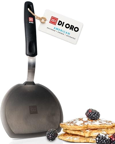 Silicone Turner Pancake Spatula - Nonstick Cookware Safe 600°F Heat-Resistant Flexible & Thin Cooking Flipper for Eggs - Reinforced Stainless Steel Core - BPA Free & Dishwasher Safe by DI ORO - Image 1