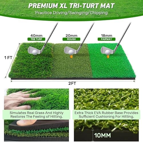 Zensouds Golf Net, 10x7FT with Golf Practice Mat, Hitting Aid Nets for Backyard Driving Chipping Training Swing with Targets Outdoor or Indoor– Gifts for Men/Dad/Him thumbnail 5