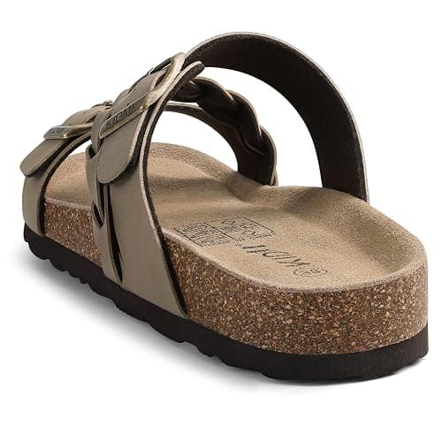KIDMI Braided Cork Footbed Sandals for Women Slides with Arch Support | Adjustable Buckle Sandals, Comfortable Slip On Sandals for Walking, Beachside, Travel & Summer Casual Wear thumbnail 6